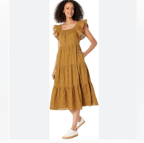 Madewell Petite Ruffle-Sleeve Tiered Midi Dress in Daisy Stitch Size 2X NWT - Picture 2 of 11